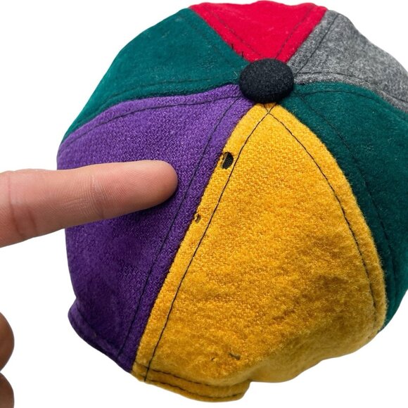 VTG Eastern Accessories Wool Blend Multi Color Colorblock Hat Elastic Strap READ - Picture 9 of 11
